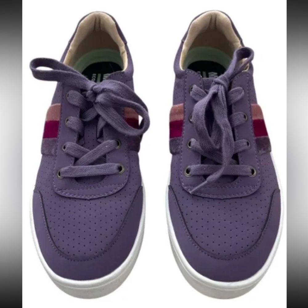 Minnetonka Gabi Purple Striped Comfort Sneakers 8.5 Retro